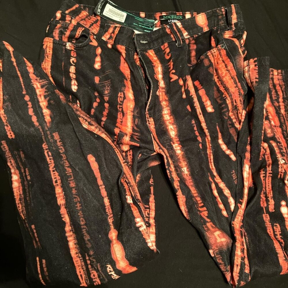 Jaded-London Men's Red and Black Matrix Jeans